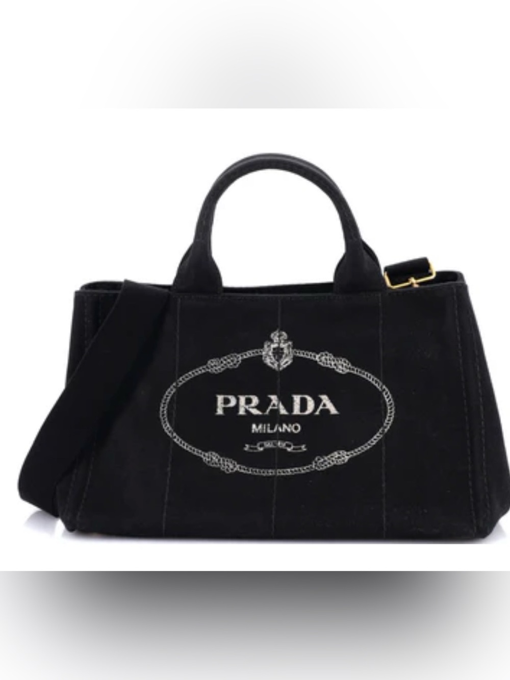 Prada Black Canapa Canvas Tote